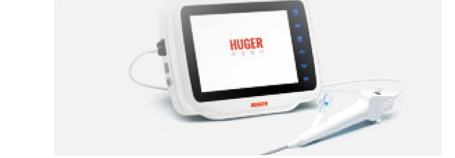 Huger VEP-200 video processor beside a Huger endoscope.